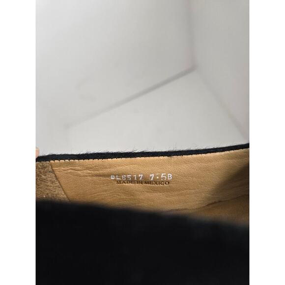 LUCCHESE WOMEN'S BLACK PONY HAIR LEATHER W/ PATENT LEATHER INLAY LOAFER SZ 7.5B - Picture 5 of 8